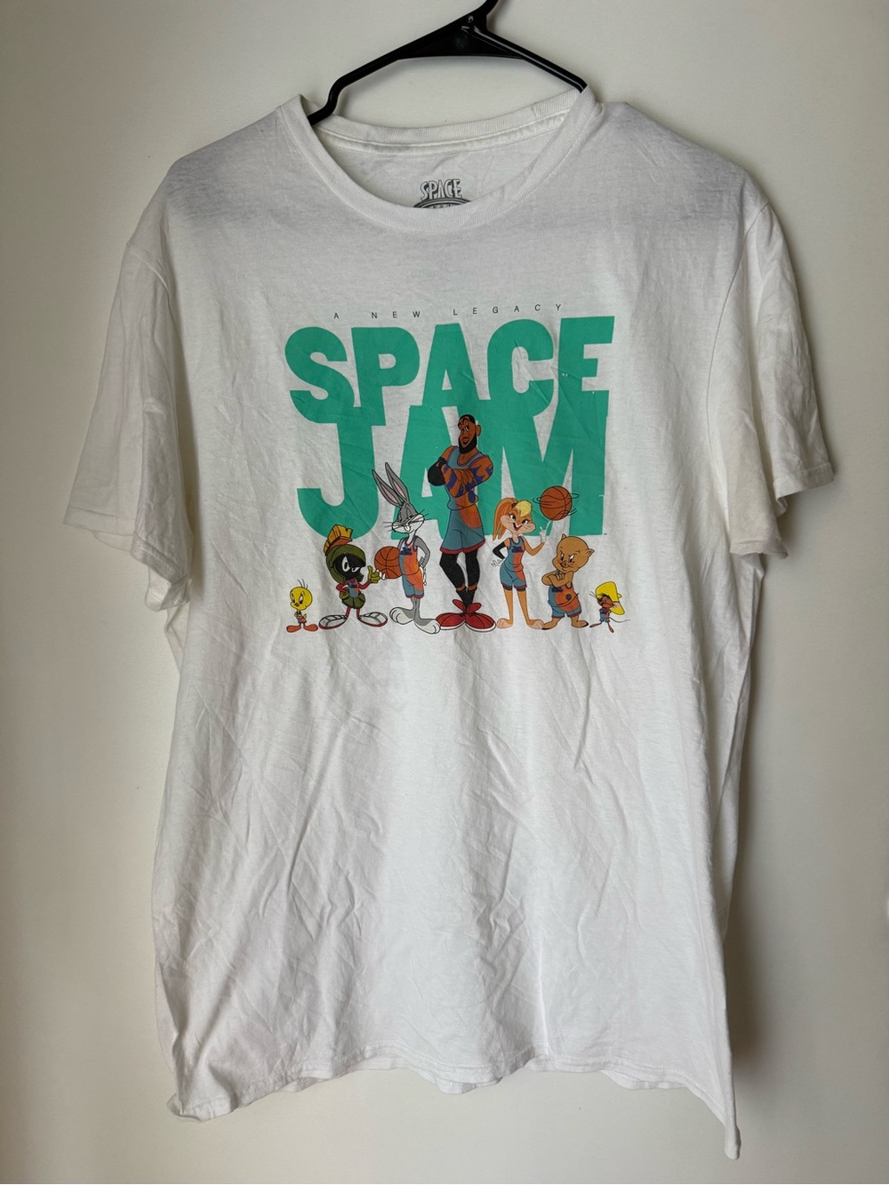 Vintage Space Jam Graphic Tee with Teal Logo -L